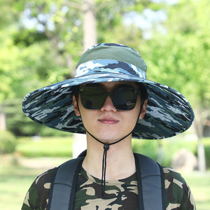 Chapeau de soleil à large bord avec protection pour le visage et le cou, chapeau de randonnée et de pêche en plein air, protection UV, respirant, monochrome - Product Image 4