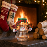 Bouteille en plastique PET en forme de sapin de Noël, jetable, pour jus, thé au lait, biscuits, bonbons, collations, pot de rangement, contenant décoratif pour fête