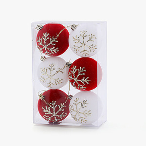 Hanging <b>Ornaments</b> for <b>Christmas</b> Tree Flocked <b>Christmas</b> Baubles, Velvet Red, New Year Decorative Pendants - Product Image 6