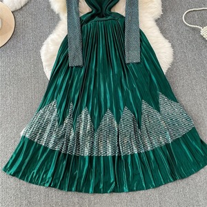 Robe mini en mousseline sans bretelles pour femme, sans manches, unie, avec boutons à la taille, jupe plissée trapèze, décontractée, pour soirée, transparente - Product Image 6