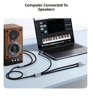 Cable de Audio 3 en 1 Tipo-C USB a Doble 6.35mm 1/4 Pulgada TS Mono, Cable Auxiliar para Teléfono, Mezclador, Amplificador, Teclado Electrónico