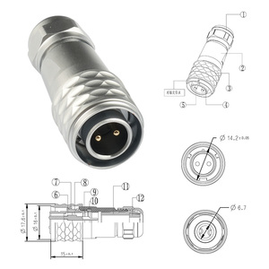 Sf12 Push-Pull tự khóa hàng không cắm vuông cơ sở Nam/Nữ nối cho <span class=keywords><strong>2</strong></span>-9-Core Ô tô điện kết nối cáp - Product Image 5
