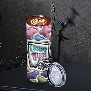 แก้วน้ำพิมพ์ลายวัวพาสเทล 3 มิติ ขนาด 20 ออนซ์ แบบกำหนดเอง พร้อมคำพูด "Classy But I <span class=keywords><strong>Cuss</strong></span> A Little" สินค้าในสหรัฐอเมริกา จัดส่งฟรี - Product Image 4