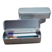 Caja de Papelería - Caja Metálica en Forma de Lata con Forma Rectangular Estuche para bolígrafos. Estuche Artístico para Bolígrafos con Tapa Abatible y Caja Metálica.