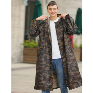 Chubasquero largo <span class=keywords><strong>de</strong></span> camuflaje para adultos <span class=keywords><strong>de</strong></span> alta resistencia OEM, chubasquero <span class=keywords><strong>de</strong></span> poliéster grueso, chubasquero impermeable duradero para hombres - Product Image 4