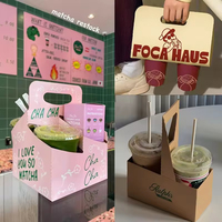 Cajas de cartón personalizadas para llevar, con asa, para 2, 4 o 6 bebidas frías o calientes, café, té, etc.