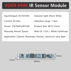 Greeson IR tay/cửa cảm biến kích thước nhỏ DC12V/24V 3A LED Dimmer 36W 72W Quy Nạp chuyển đổi cho tủ quần áo cửa - Product Image 2
