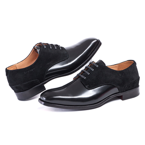 Chaussures Derby en cuir véritable de haute qualité pour hommes, chaussures habillées formelles de mariage, chaussures de bureau, chaussures de travail, semelle en cuir - Product Image 1