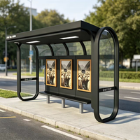 Abri d'attente pour bus en acier inoxydable à faible coût d'entretien - Boîtes lumineuses publicitaires roulantes double ou triple face
