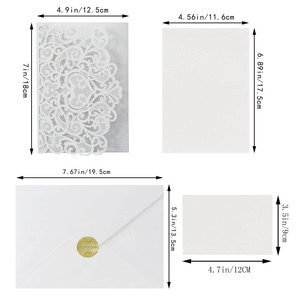 Cartes de vœux 3D découpées au laser européennes et américaines en stock, invitations de mariage, invitations de fêtes, cartes d'invitation de mariage bleu profond - Product Image 3