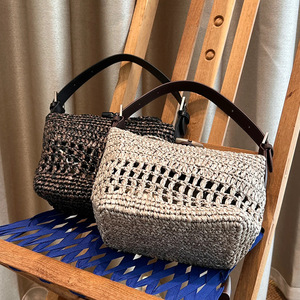 Borsa a Spalla/Ascella Artigianale in PU Lavorata a Maglia Uncinetto 2026 Nuova Collezione Primavera Estate Stile Retrò Effetto Paglia in Poliestere da Donna di Nicchia - Product Image 3