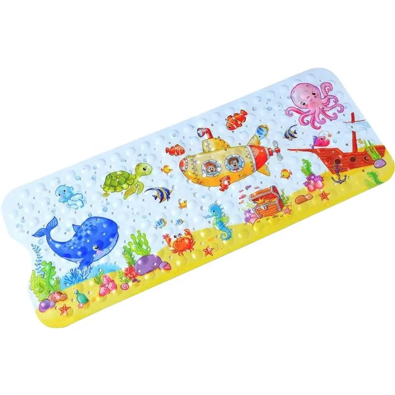 Safe Badematte Custom Children Non Slip Bathtub Bath Mat Anti Skid Bathing Suction Shower Mat with Hooks for Children Kids Baby