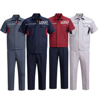 Ensemble d'uniformes professionnels unisexes en gros, été, manches courtes, respirant, pour bureau, service, ingénieur, tenue de travail personnalisable