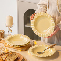 Hoogwaardig keramisch bord, diep spaghettivormig, crèmekleurig, geschikt voor magnetron, modern minimalistisch huishoudelijk servies, geschikt voor fruit, desserts en hotels.