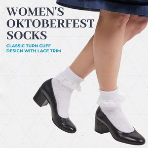 Chaussettes courtes en dentelle blanche pour femmes, style bavarois, en coton et fibre de bambou, tricotées - Product Image 3