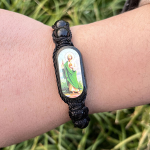 Cuentas acrílicas hechas a mano, para regalo y rezos, pulseras <span class=keywords><strong>de</strong></span> madera tejida a mano <span class=keywords><strong>de</strong></span> San Judas y Virgen María, <span class=keywords><strong>lectura</strong></span> <span class=keywords><strong>de</strong></span> ancianos, Jesús - Product Image 5