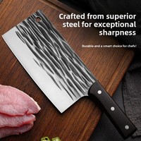 Couteau de boucher en acier inoxydable, couteau de cuisine mat forgé avec manche à pince complète