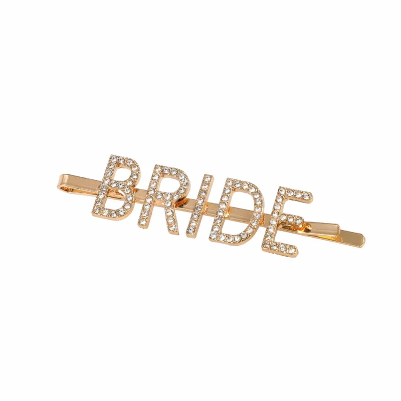 FJ017 Bling Wedding Crystal Bridal Styling Barrette Letter Hair Clips Rhinestones Paved Bride Hair Pin