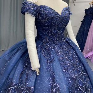 ชุดเดรสสีน้ำเงินกรมท่าสำหรับงาน Quinceanera รุ่น Lsany288 ประดับเลื่อมปักลายบาโรก ผ้าทูลล์วิบวับ ทรงบอลกาวน์ คอรูปหัวใจ เหมาะสำหรับงานเลี้ยงอย่างเป็นทางการ Jancember - Product Image 5