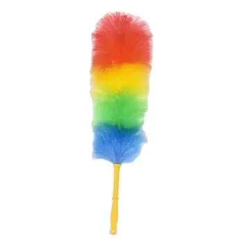 Fluffy Microfiber Feather Duster With Plastic Rubber Handle Flexible Household Cleaning Duster