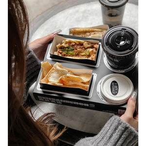 Custom Design Sandwich Compartment <b>Box</b> Combo Platter with Handle for Brunch Snack Food & Drink Takeaway Carrier Container - Product Image 1