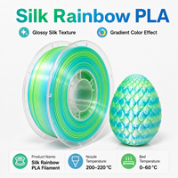 Filament PLA Soie Dégradé 1,75 mm 1 kg Arc-en-ciel Ombré pour Imprimante 3D, Anti-colmatage, Scellé sous Vide, Compatible FDM/FFF pour Affichage
