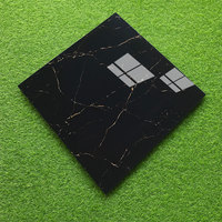Vente en gros Carreaux de sol émaillés 60x60cm noir or aspect marbre poli brillant Style moderne Porcelaine intégrale pour salle de bain
