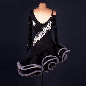 Abito da ballo latino per adulti, professionale, monopezzo con doppie maniche per Cha-Cha, Samba <span class=keywords><strong>e</strong></span> Danze Country - Product Image 4