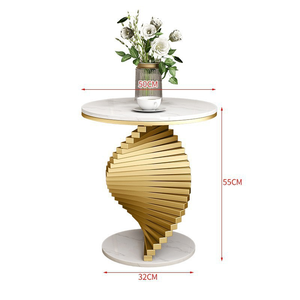 Sofá de Estilo Italiano para Sala de Estar, de Lujo Ligero, con Detalles de Mármol, Varios Mesas de Centro Metálicas Creativas para Balcón - Product Image 6