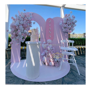 Arco Nuziale All'Ingrosso Bianco <span class=keywords><strong>Rosa</strong></span> con <span class=keywords><strong>Fiori</strong></span> Artificiali, Sfondo Floreale Artificiale, Runner Floreale per Matrimoni - Product Image 1
