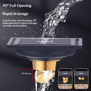 Custom 304 Stainless Steel All-Copper Anti-Odor Floor Drain Gun Gray Core Modern Simple Design for Bathroom Shower Room - Product Image 3