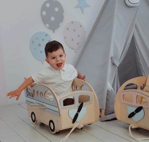 Boîte de rangement de jouets en bois OEM et ODM en forme d'avion pour l'organisation de la salle de jeux de la pépinière roues de banc organisateur de coffre à jouets personnalisé - Product Image 2