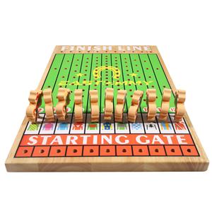 EASTOMMY ET-230418 Marseillais Chess Horse Racing Jeu de société en chêne Jeu de courses hippiques en bois True Metal Horse Markers - Product Image 1