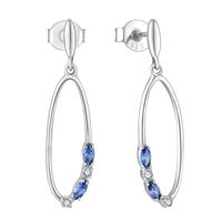 Boucles d'oreilles pendantes ovales QX en zircon coloré, en argent sterling 925, pour cadeaux de fête, bijouterie de boutique, acheteurs en gros