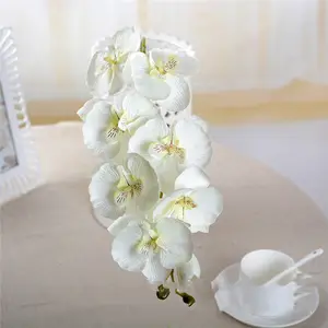 QSLHC-1387ขายส่ง8หัว Phalaenopsis ประดิษฐ์ผ้าไหม Butterfly Orchid