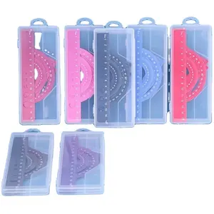 School Stationary Metal Drawing Mathematical Compass Set Aluminum Alloy Triangle Ruler Protractor in Geometry Box Math Set