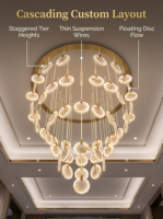 Lampe suspendue en cristal transparent en laiton doré à hauteur réglable, éclairage à 360°, installation facile pour une utilisation luxueuse au chevet du lit ou sur une table à manger