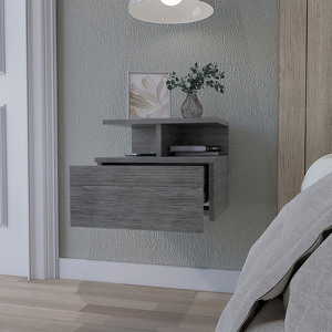 Augusta <b>Floating</b> Nightstand 2-Tier <b>Shelf</b> 1-<b>Drawer</b> Wall Mounted Bedside Storage - Product Image 5