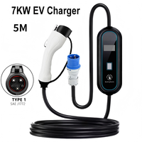 Chargeur EV portable ZK (7 kW, 16 A, triphasé, Type 2) avec prise rouge EU CEE, charge réglable (8/10/13/16 A, 220 V 450 V)