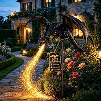 Lampe solaire de jardin Dragon Gothique à ailes, effet flamme LED, résistante à l'eau, décoration extérieure