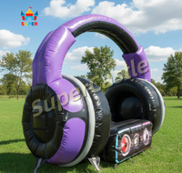 Nouvelle conception de tente gonflable en forme de DJ, thème plage, modèle casque et écouteurs, arche décorative pour scène