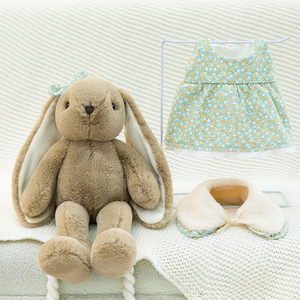 Lindo Peluche de Conejo con Vestido Floral y Ropa Desmontable, Conejito de Orejas Largas Relleno de Algodón PP, Regalo Perfecto para Pascua - Product Image 6