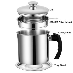 Jarra de aceite de hoja suelta para té y cocina, recipiente de aceite de bacón con bandeja de posavasos, 0,34 unidades - Product Image 5