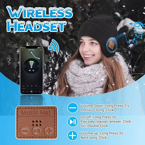 Casque sans fil <span class=keywords><strong>Bluetooth</strong></span> 5.0, <span class=keywords><strong>bonnet</strong></span> en velours tricoté d'hiver, casque <span class=keywords><strong>avec</strong></span> microphone, haut-parleur, musique mains libres, MP3, <span class=keywords><strong>bonnet</strong></span> intelligent chaud magique - Product Image 3