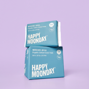 แผ่นอนามัยออร์แกนิคคอตตอนขนาดกลาง Happy Moonday พร้อมแกนซึมซับบางพิเศษและปีกแบบสบายสำหรับผู้หญิง - Product Image 1