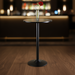 Mesa de Bar Redonda Negra de MDF con Base de Pedestal para Uso Comercial en Hoteles - Product Image 2