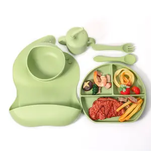 New Arrival Eco-friendly Other Baby Feeding Products Baby Feeding Set Kids Dining Tableware Utensils Silicone Baby Feeding Set