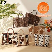Sac fourre-tout LZ en cuir de vache véritable à motif vache, grand sac à main en cuir personnalisé à motif tacheté pour femmes, fabriqué par un fabricant de sacs pour femmes