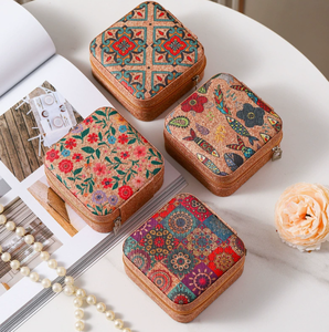 Vintage Floral PU Leather Travel Jewelry Box Zipper Portable Jewelry Organizer <b>Case</b> for Rings <b>Earrings</b> Necklace - Product Image 2