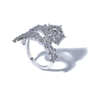 Hip-hop <b>Open</b> Snowflake <b>Ring</b>, Full of Jewelry Style Design Simple Zircon <b>Ring</b> - Product Image 5